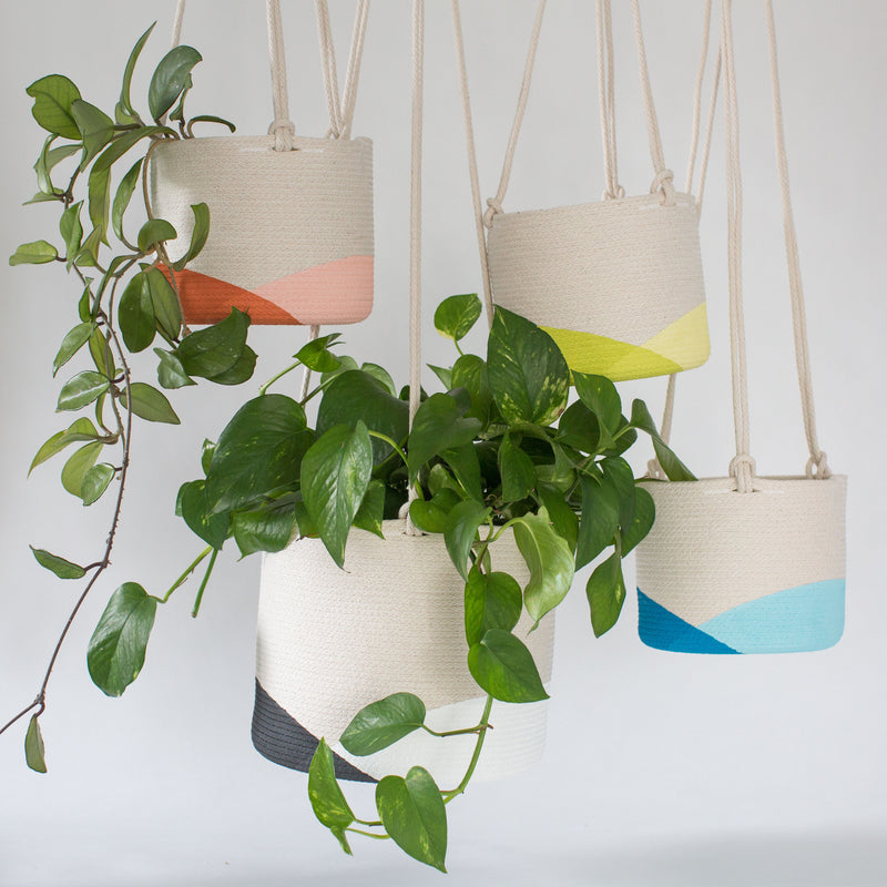 white rope hanging planter Hanging Planter